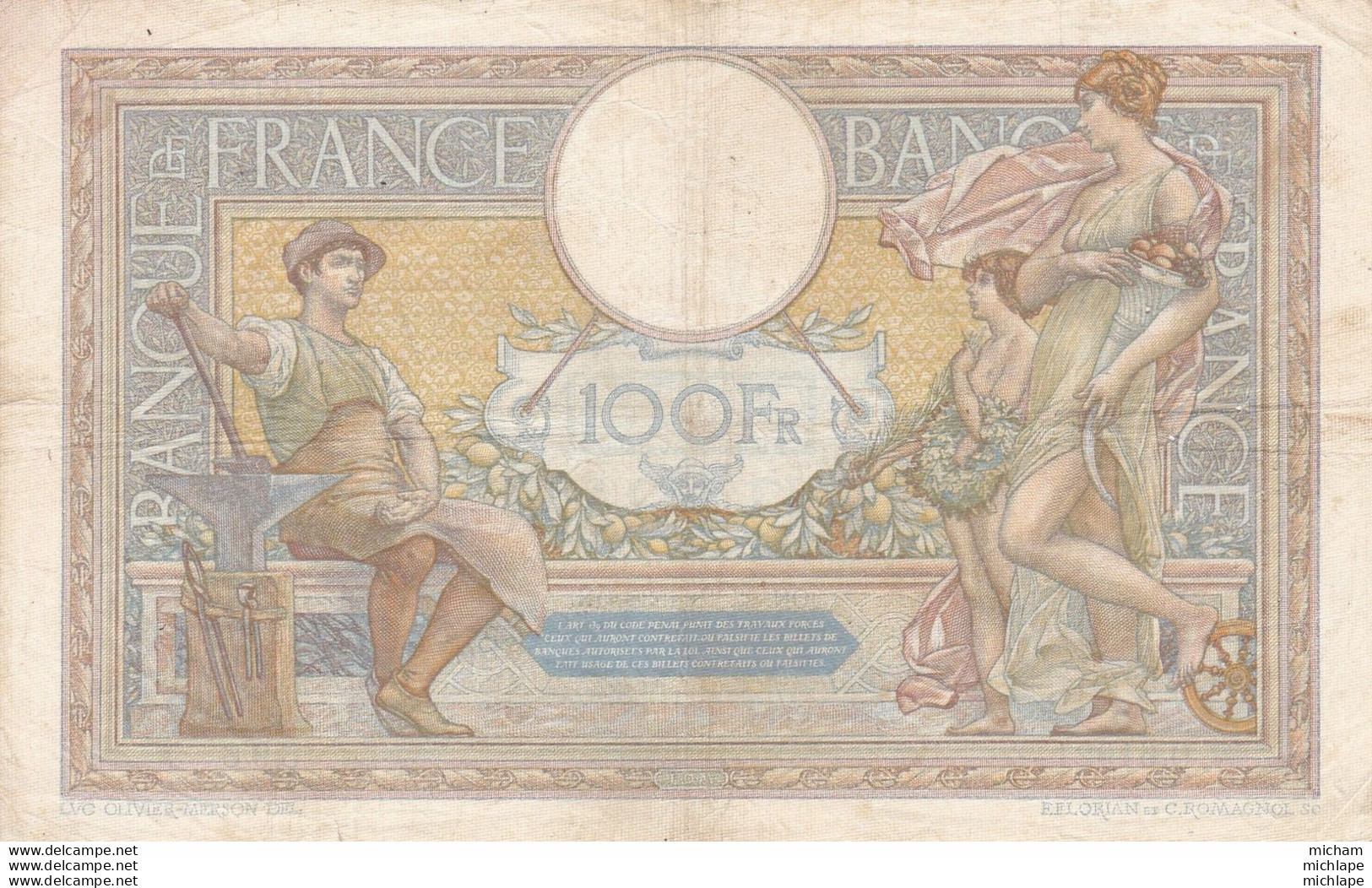 100 Francs - LUC  OLIVIER  MERSON   - L . O  . M - 1938 - 596 - Voir Scan - 100 F 1908-1939 ''Luc Olivier Merson''