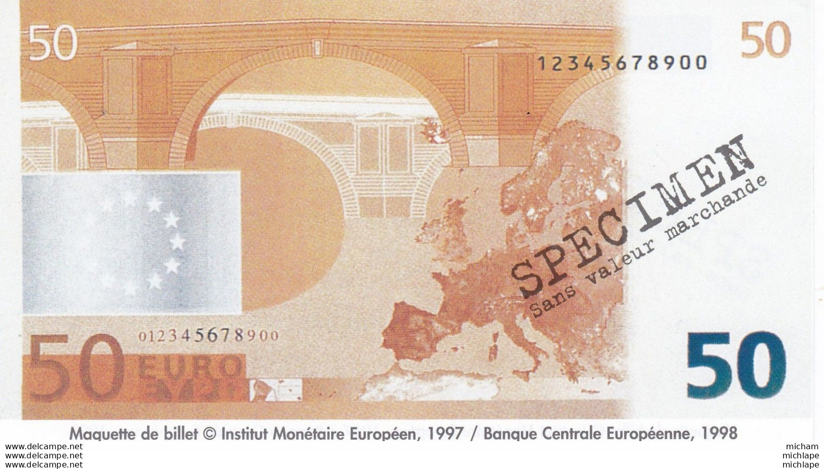 SPECIMEN  50 Euros   1998 - Fictifs & Spécimens