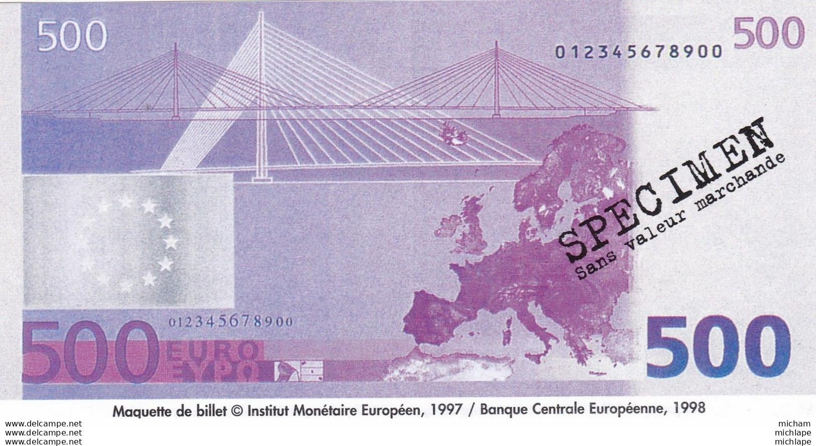 SPECIMEN  500 Euros   1998 - Fiktive & Specimen