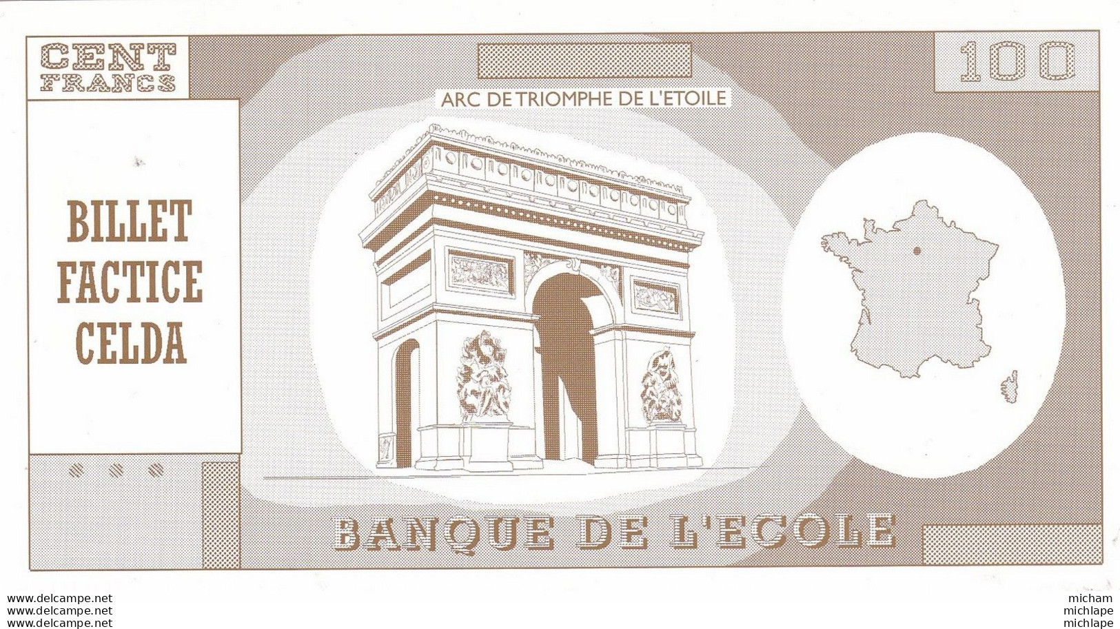 SPECIMEN   100 Francs   Uniface - Fictifs & Spécimens