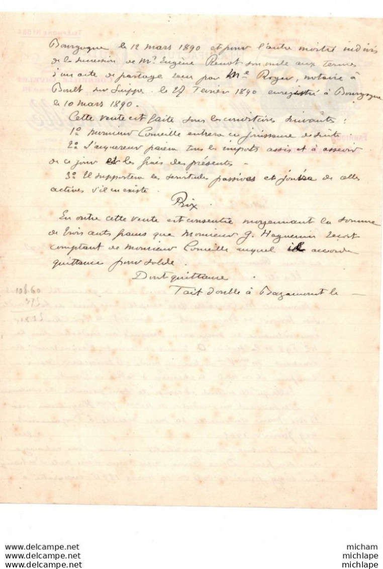 1890 - 51 REIMS -lettre  A Entete  -  Manufacture  De Cuirs - Maurice Corneille - 1800 – 1899
