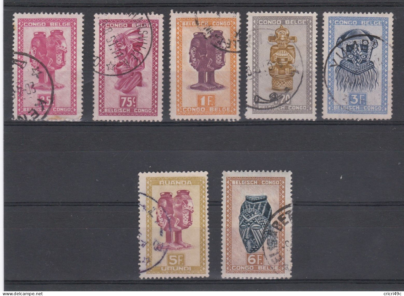 Congo Belge 1 Lot De 7 Timbres Oblitérés - Used Stamps