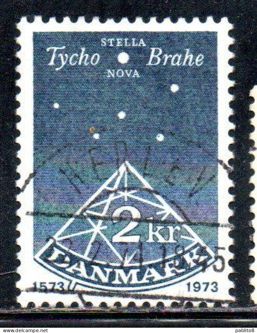 DANEMARK DANMARK DENMARK DANIMARCA 1973 DE NOVA STELLA BY TYCHO BRAHE SEXTANT CASSIOPEIA 2k USED USATO OBLITERE' - Used Stamps
