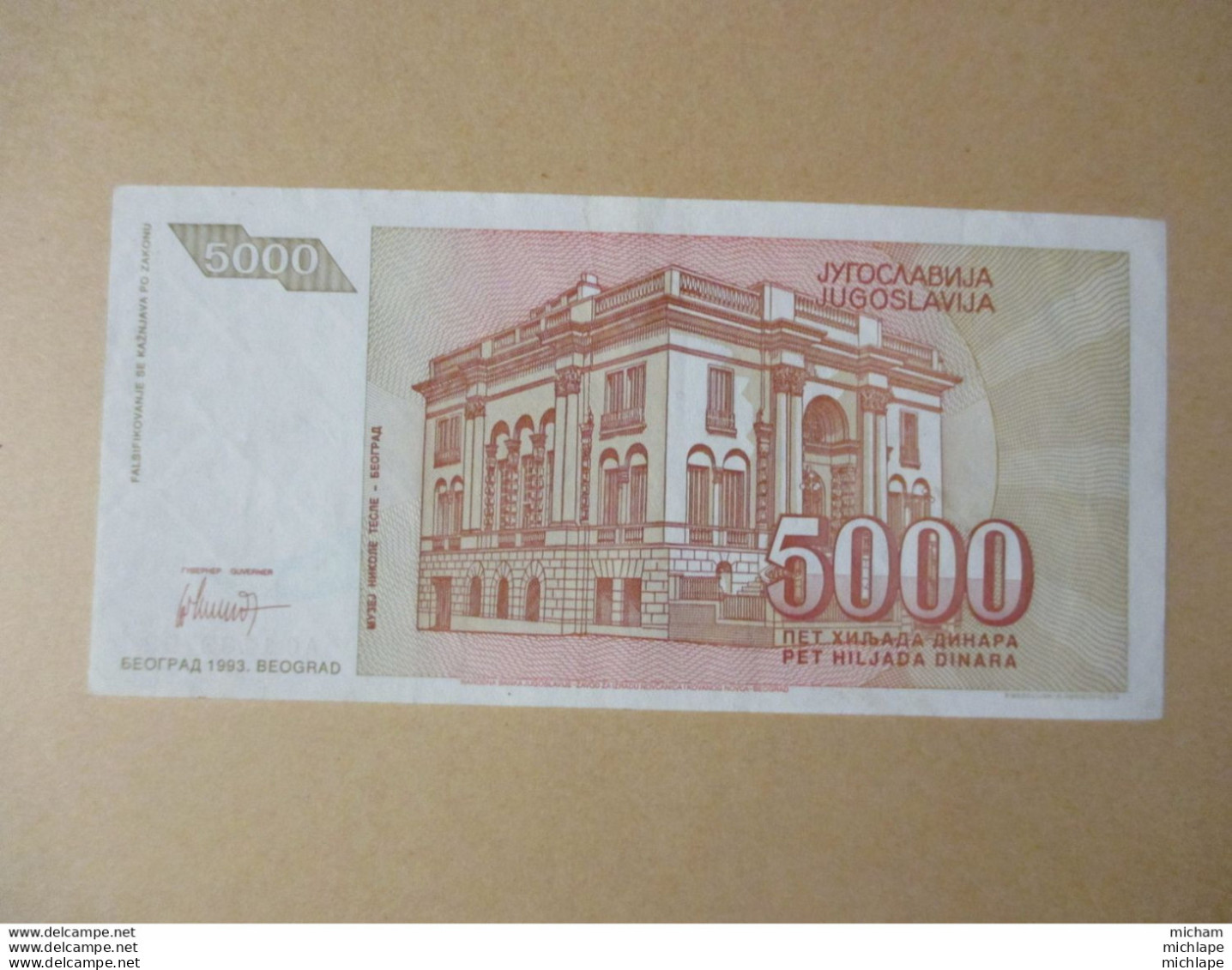 YOUGOSLAVIE 5000 DINARA 1993 TRES BEL ETAT - Yugoslavia