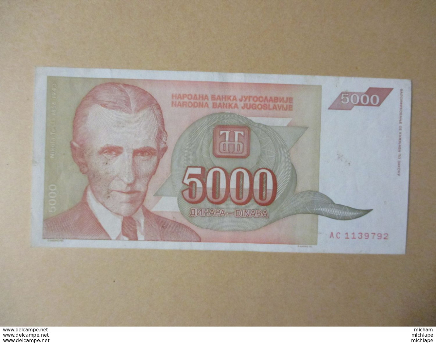 YOUGOSLAVIE 5000 DINARA 1993 TRES BEL ETAT - Yougoslavie