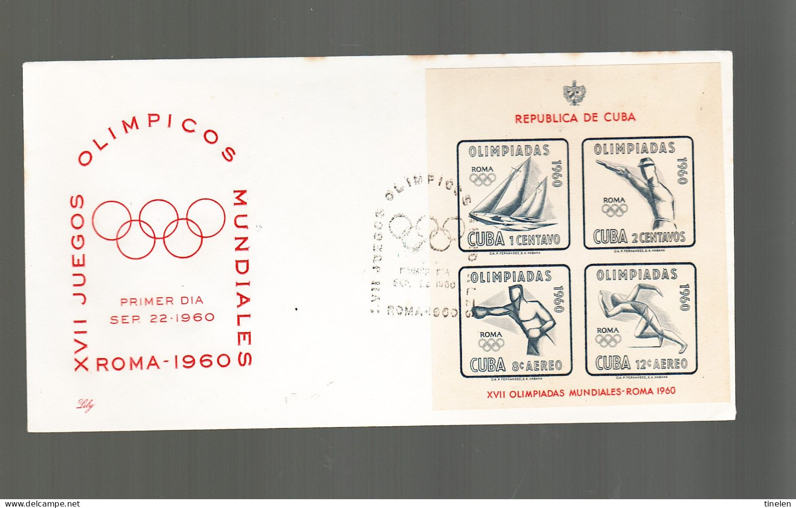 Cuba - 1960  Fdc Giochi Olimpici - Zomer 1960: Rome