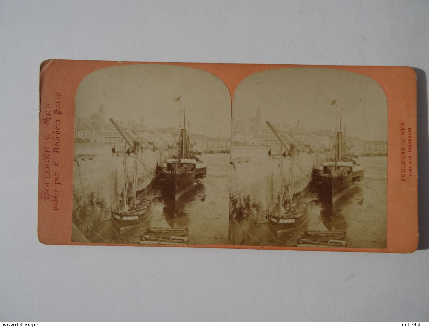 RARE BOULOGNE SUR MER QUAI DES PAQUEBOTS VERS 1880 NEURDEIN Photographie Stereo - Photos Stéréoscopiques