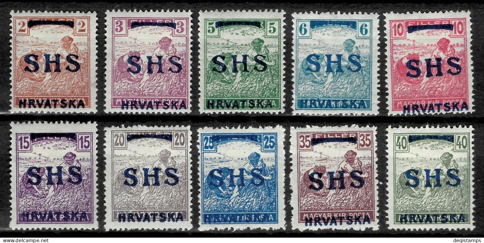 SHS - Croatia Stamps 1918 Set Hungary Postage MH Stamps Overprinted - Unused Stamps