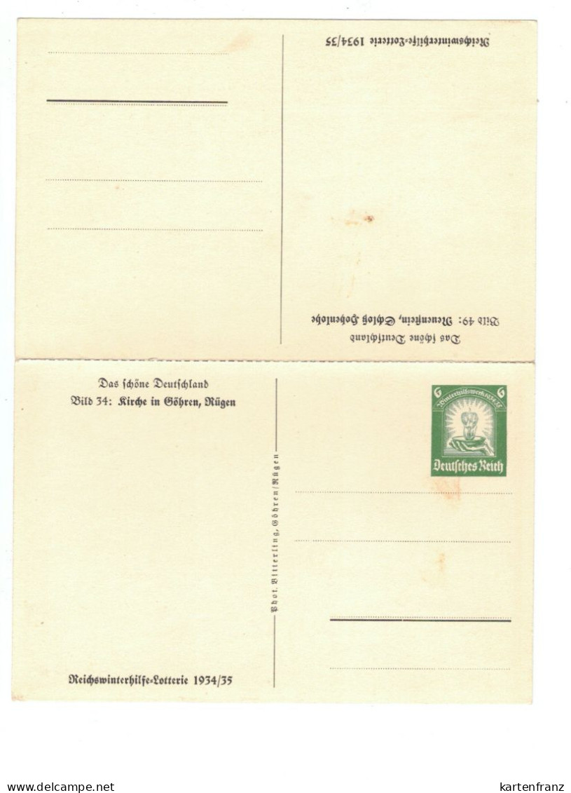 * DR BPK Ganzsache Bildpostkarte Postkarte Doppelkarte WHW Wst. P254 Bild 34 / 49 - Kirche Göhren Rügen / Neuenstein ** - Autres & Non Classés