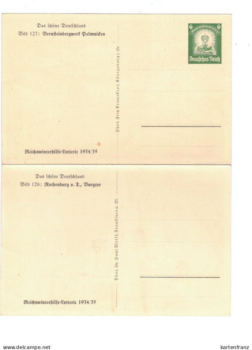 * DR BPK Ganzsache Bildpostkarte Postkarte Doppelkarte WHW Wst. P254 Bild 127 / 128 - Bernstein Palmnicken / Rothenburg - Other & Unclassified