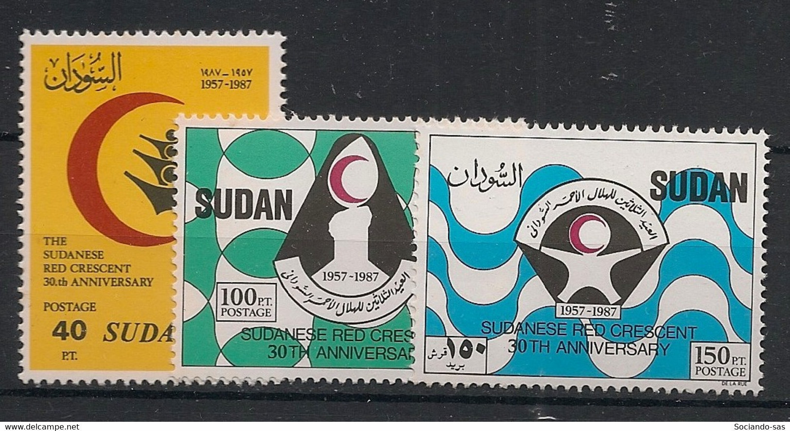 SOUDAN - 1989 - N°YT. 362 à 364 - Croissant Rouge - Neuf Luxe ** / MNH / Postfrisch - Sudan (1954-...)