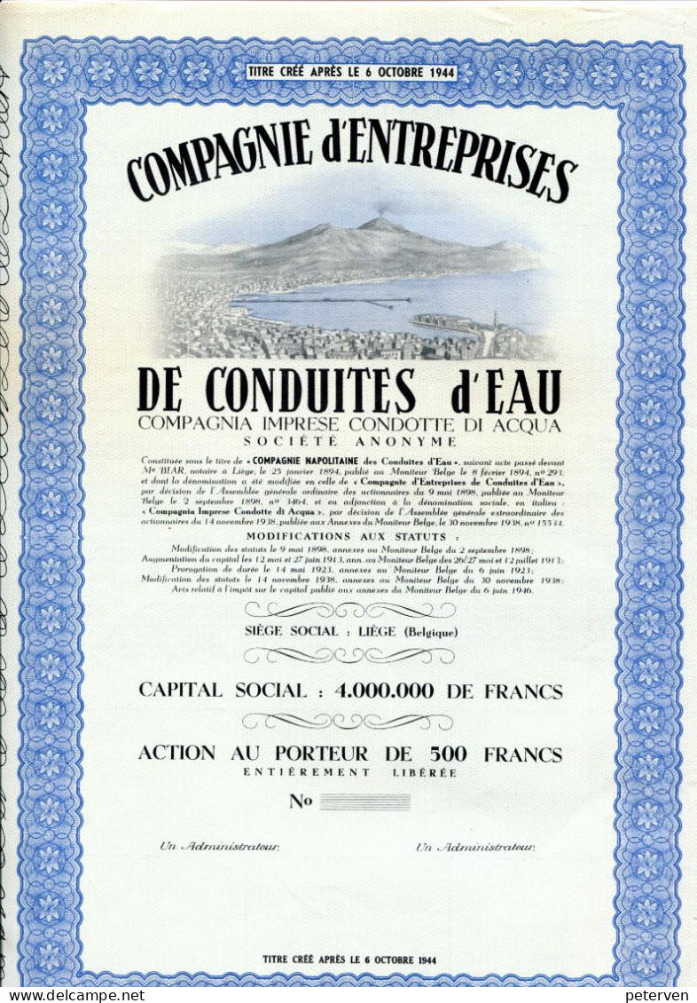 COMPAGNIE D'ENTREPRISES De CONDUITES D'EAU; Action - Eau