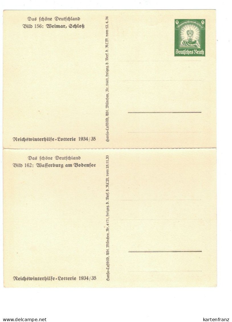 * DR BPK Ganzsache Bildpostkarte Postkarte Doppelkarte WHW Wst. P254 Bild 156 / 162 - Weimar Schloß / Wasserburg ** - Autres & Non Classés
