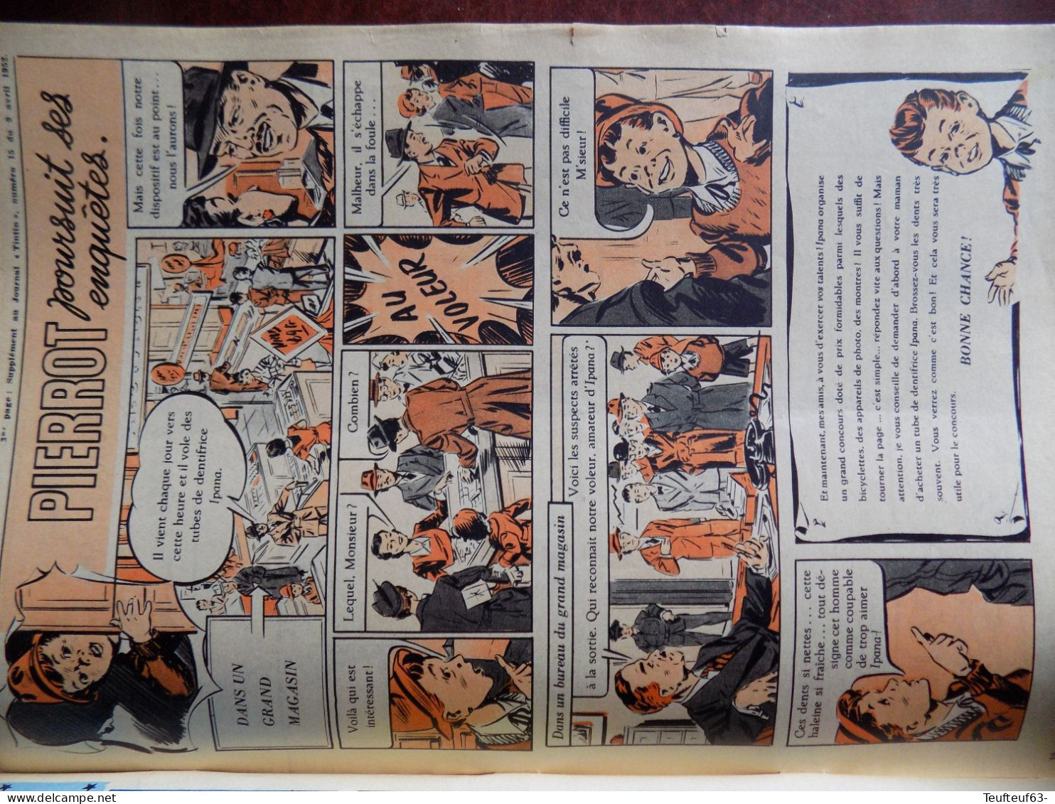 Tintin année 1952 complète ( couverture Hergé , Vandersteen ) -