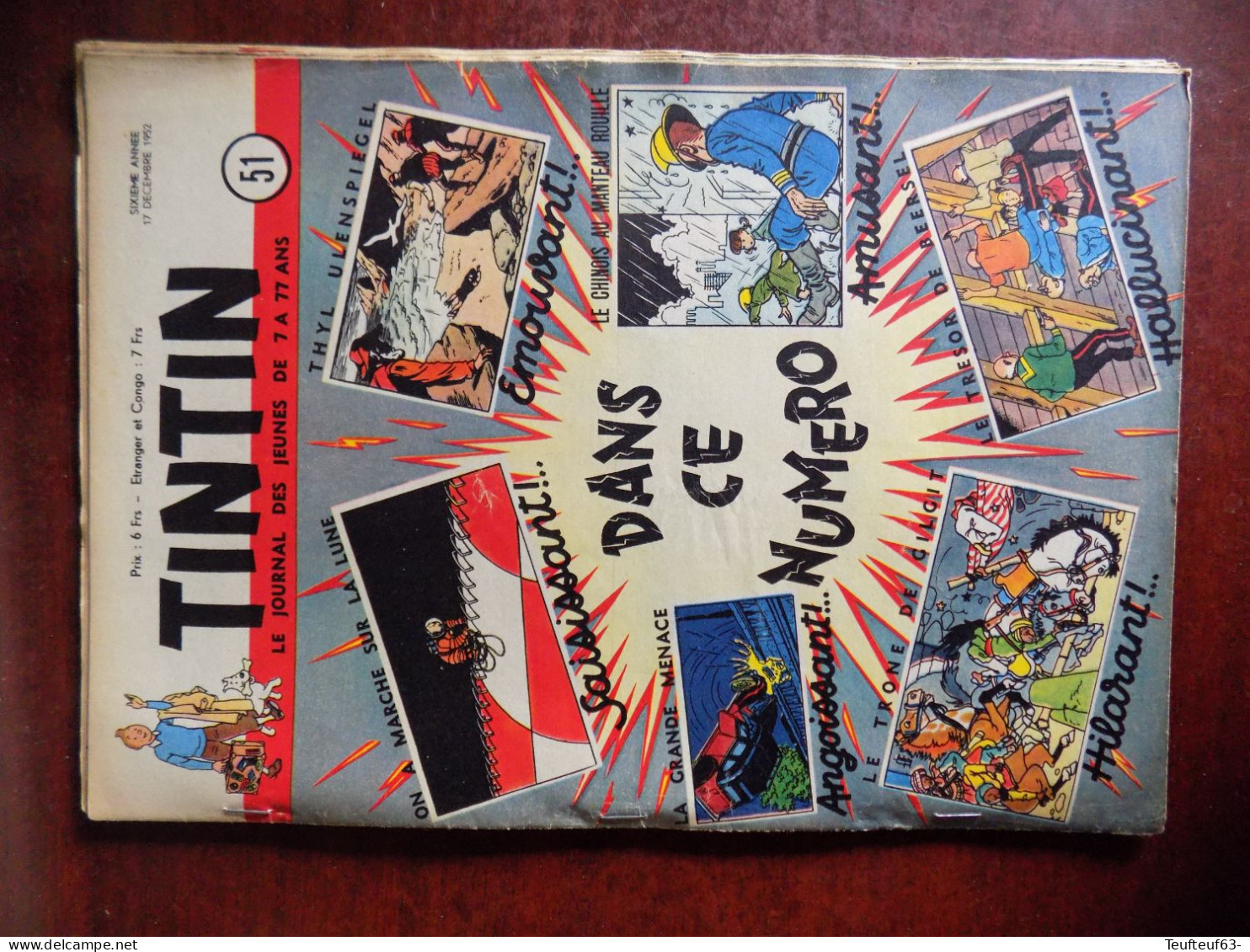 Tintin année 1952 complète ( couverture Hergé , Vandersteen ) -