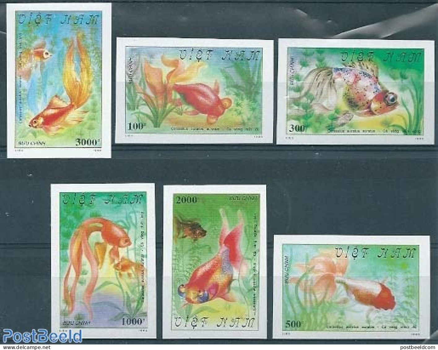 Vietnam 1990 Goldfish 6v, Imperforated, Mint NH, Nature - Fish - Fishes