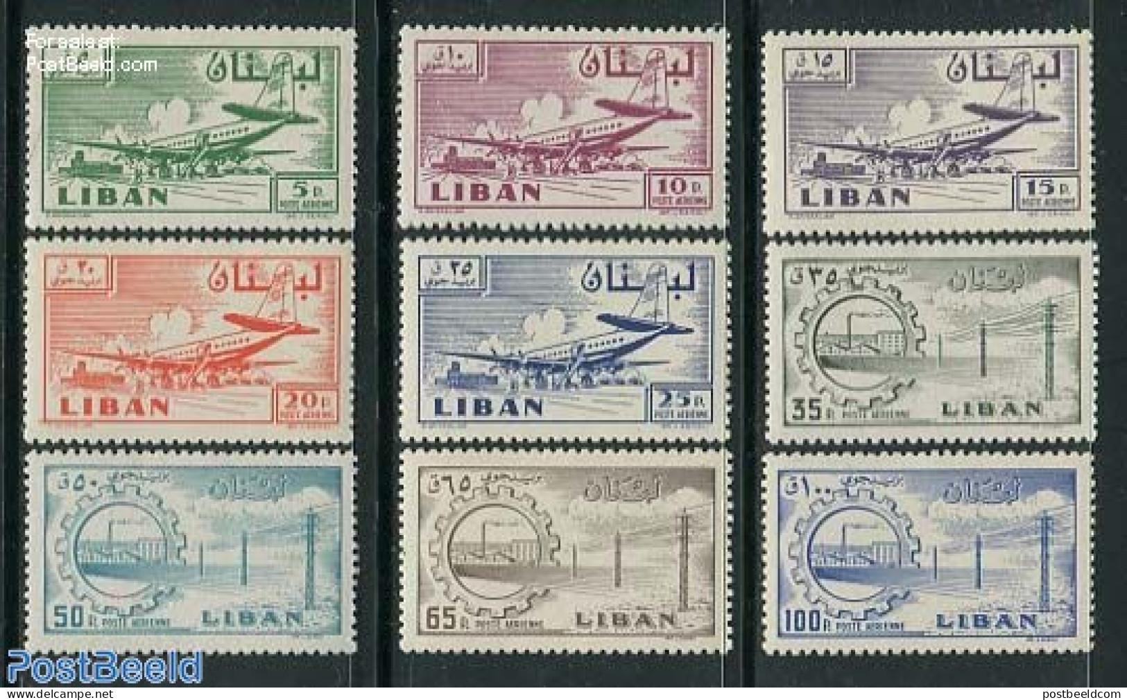 Lebanon 1958 Airmail Definitives 9v, Mint NH, Transport - Various - Aircraft & Aviation - Industry - Avions