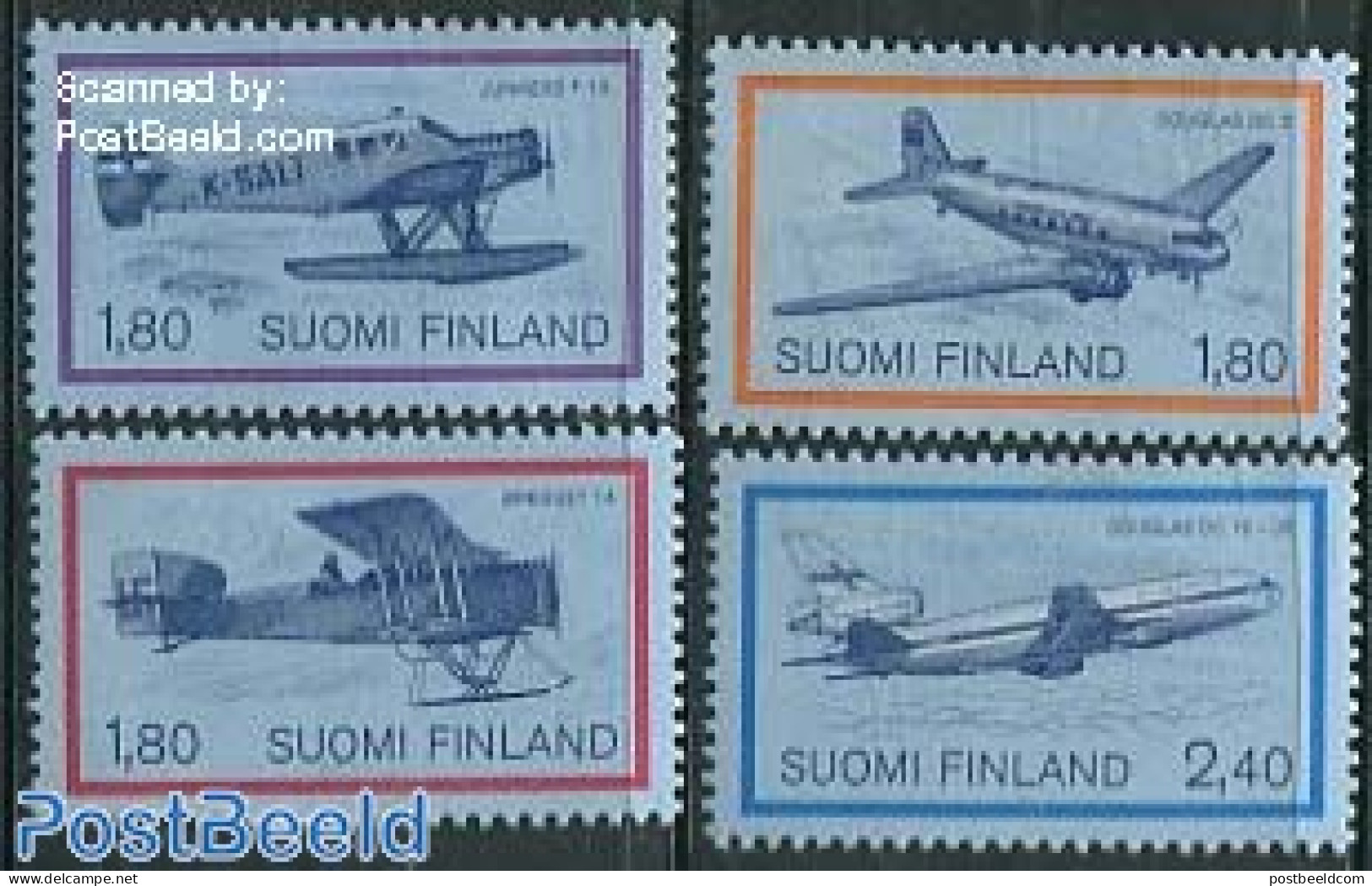 Finland 1988 Airplanes 4v, Mint NH, Transport - Aircraft & Aviation - Unused Stamps