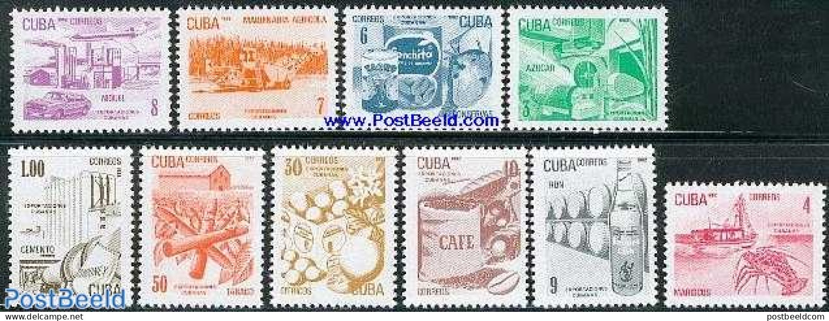 Cuba 1982 Export 10v, Mint NH, Nature - Various - Fruit - Export & Trade - Industry - Unused Stamps