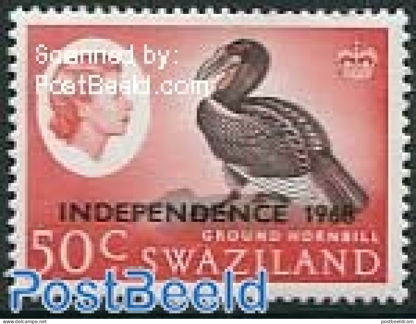 Eswatini/Swaziland 1968 50c, Standing WM, Stamp Out Of Set, Mint NH, Nature - Birds - Swaziland (1968-...)