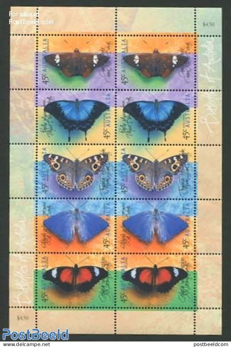 Australia 1998 Butterflies M/s, Mint NH, Nature - Butterflies - Unused Stamps