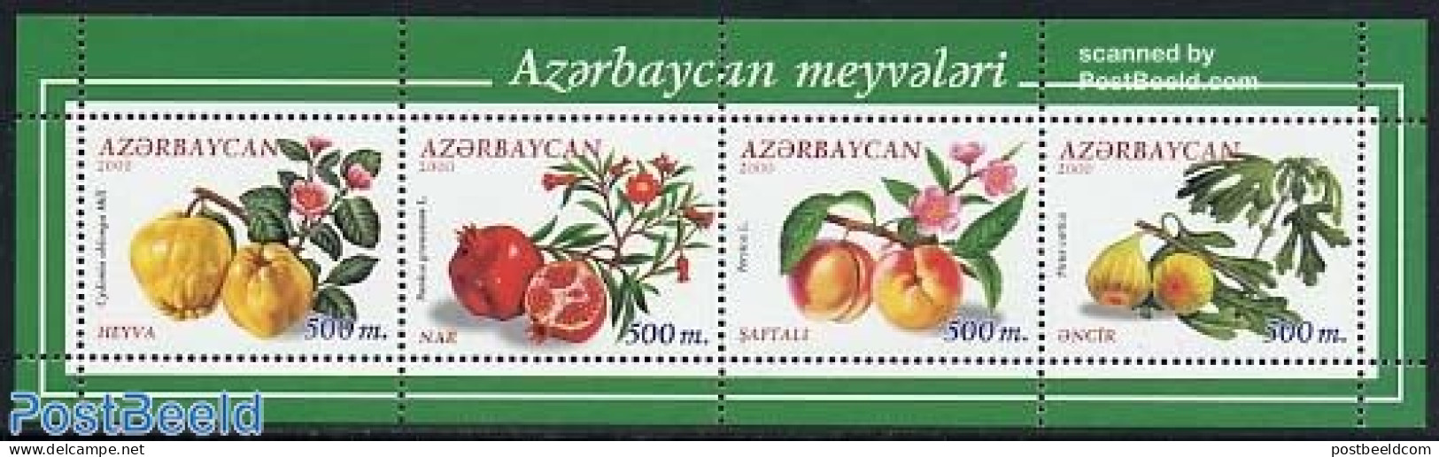 Azerbaijan 2000 Fruits 4v M/s, Mint NH, Nature - Fruit - Fruits