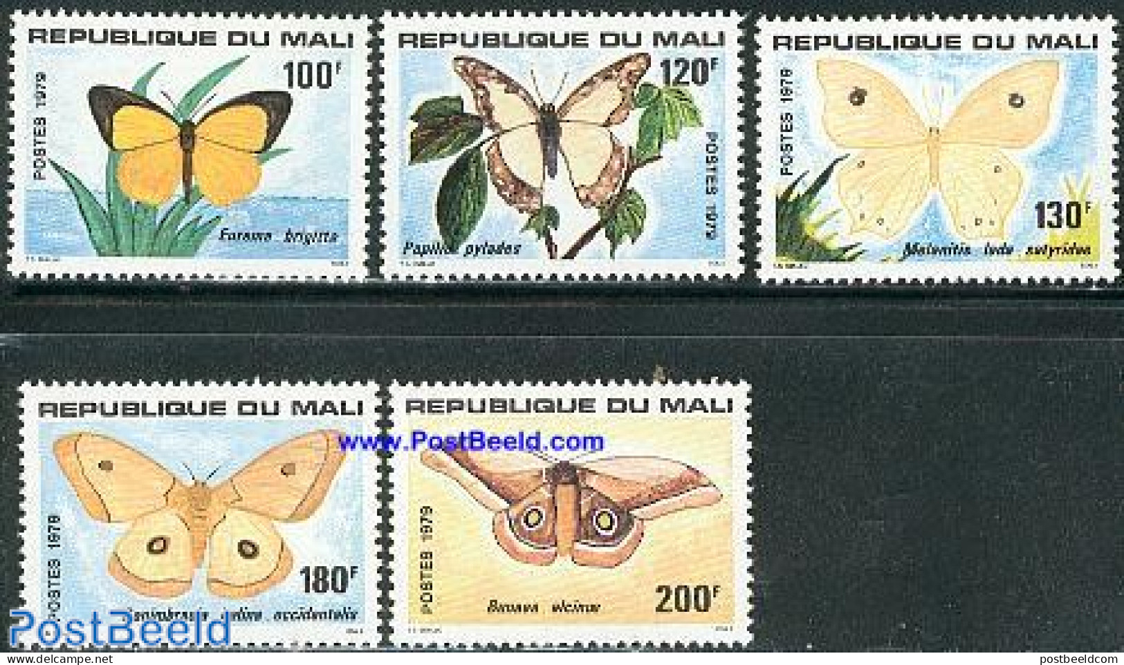 Mali 1979 Butterflies 5v, Mint NH, Nature - Butterflies - Mali (1959-...)