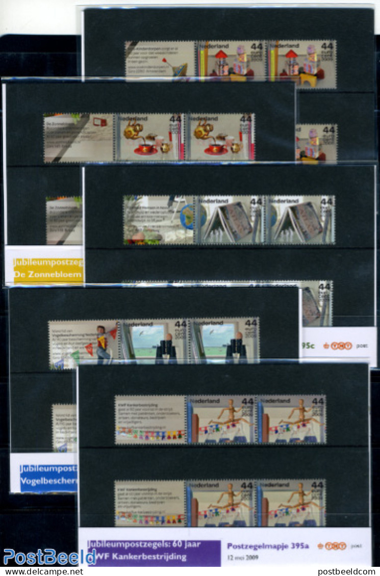 Netherlands 2009 Welfare Associations 5 Presentation Packs 395a/e, Mint NH, Health - Nature - Various - Food & Drink -.. - Unused Stamps