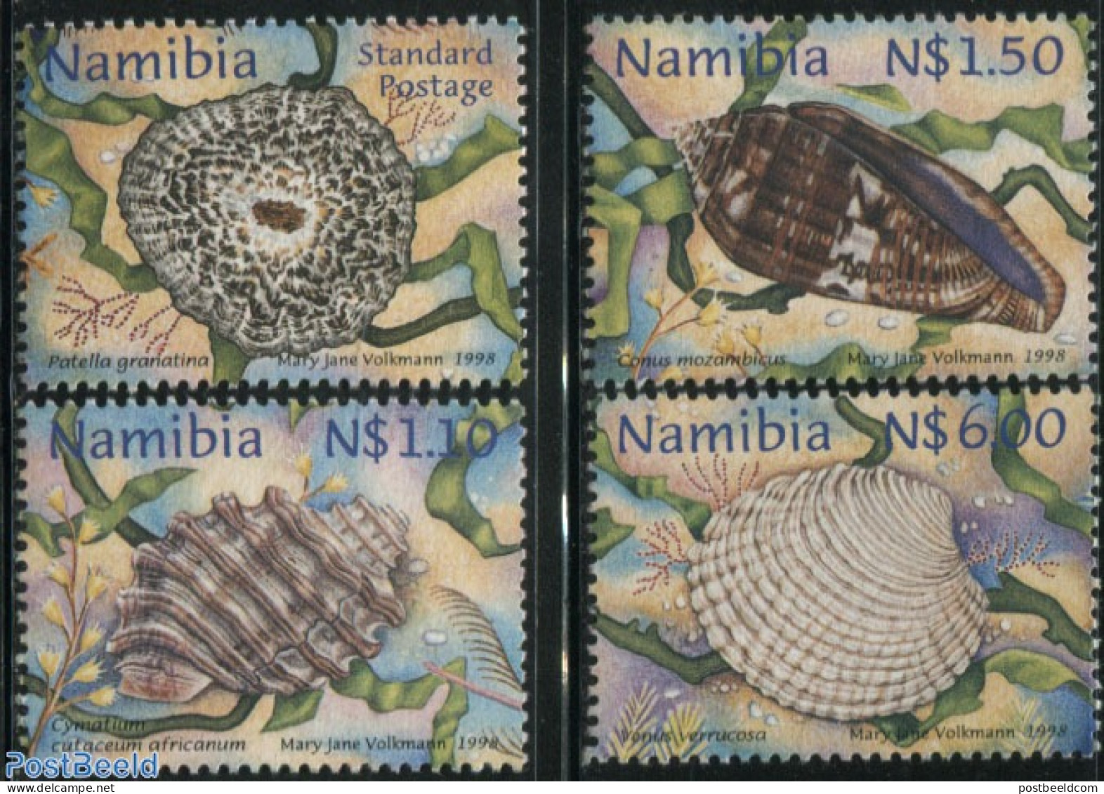 Namibia 1998 Shells 4v, Mint NH, Nature - Shells & Crustaceans - Vie Marine