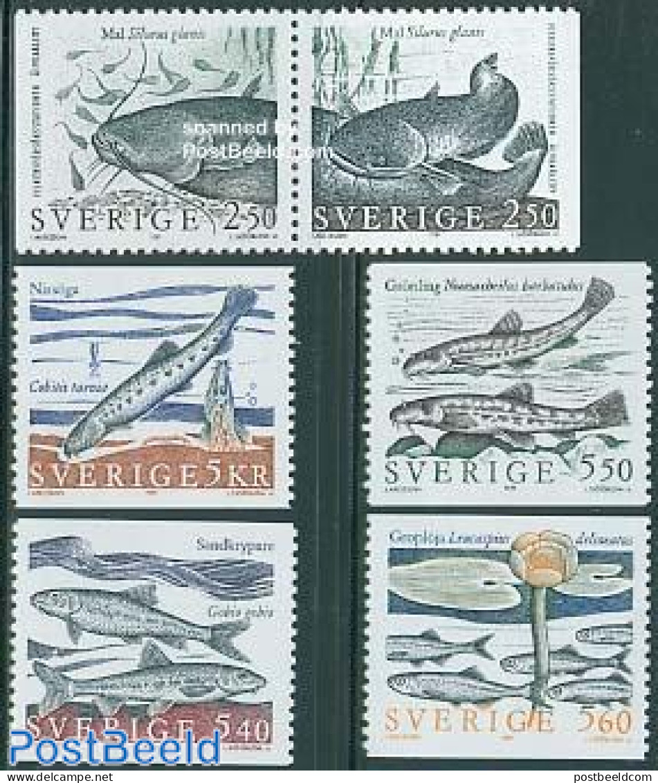 Sweden 1991 Fish 6v (4v+pair), Mint NH, Nature - Fish - Unused Stamps