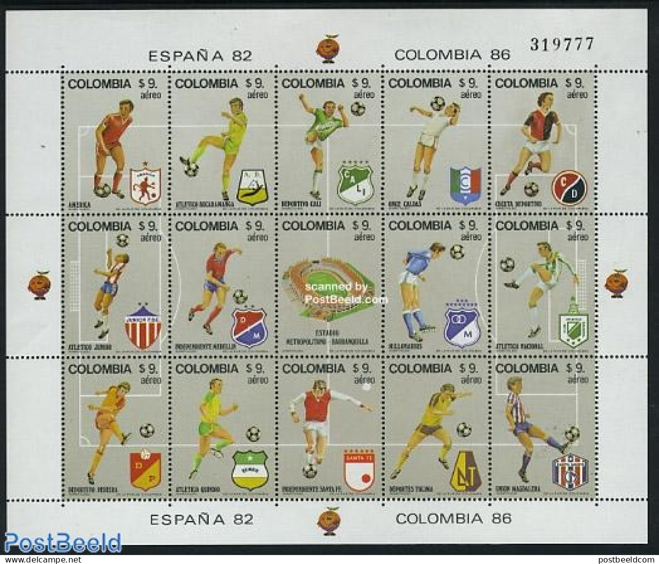 Colombia 1982 World Cup Football 15v M/s, Mint NH, Sport - Football - Sport (other And Mixed) - Colombie