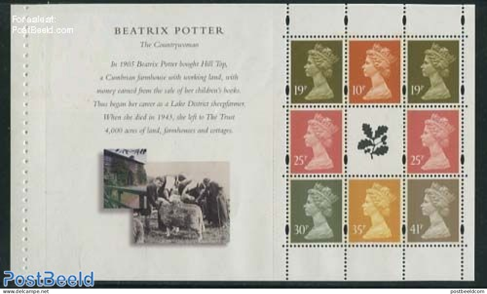 Great Britain 1995 Beatrix Potter Booklet Pane, Mint NH - Unused Stamps