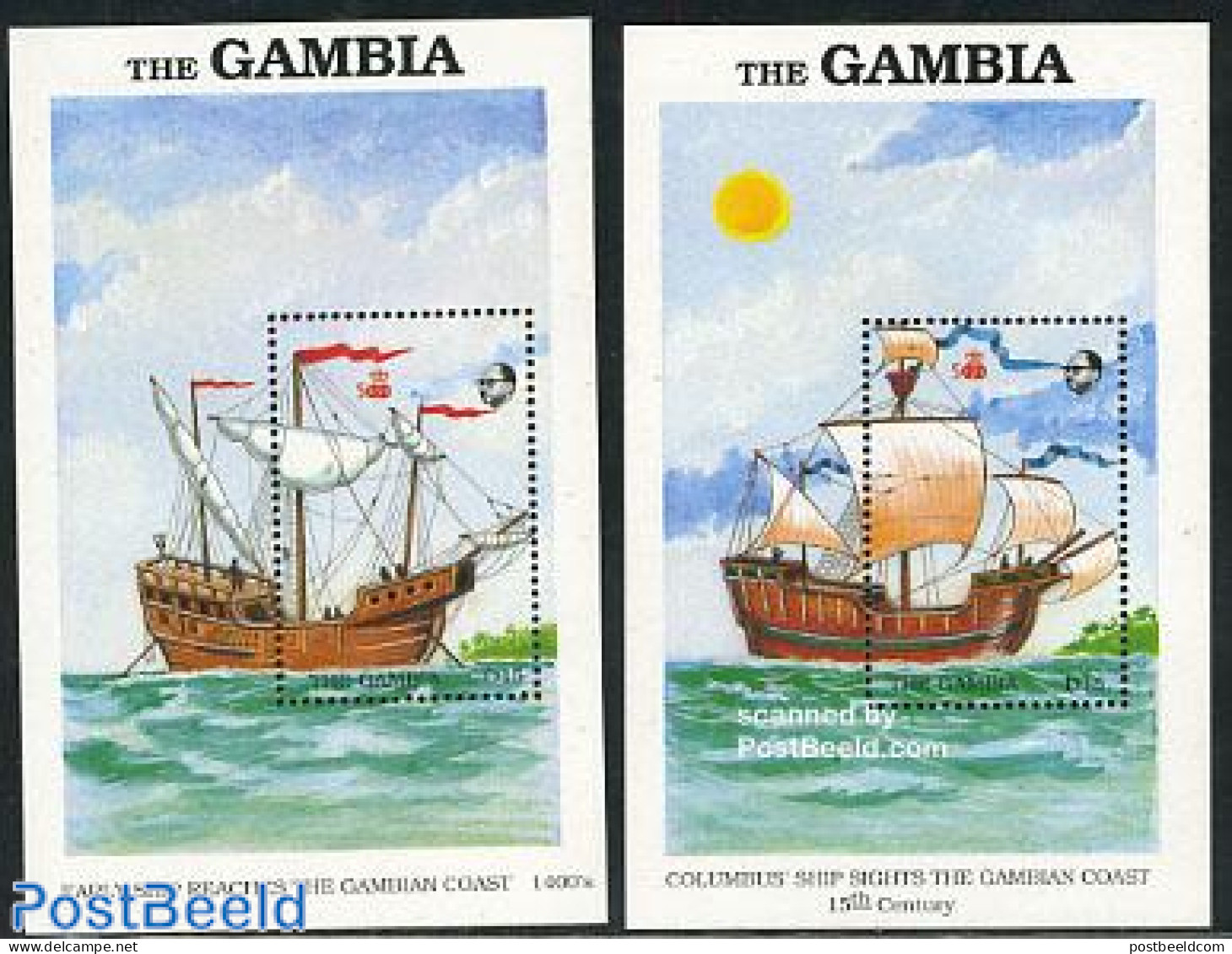 Gambia 1988 Discovery Of West Africa 2 S/s, Mint NH, History - Transport - Explorers - Ships And Boats - Explorers