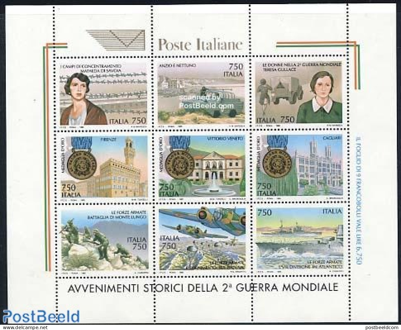 Italy 1995 End Of World War II 9v M/s, Mint NH, History - Transport - Decorations - Militarism - World War II - Automo.. - Other & Unclassified