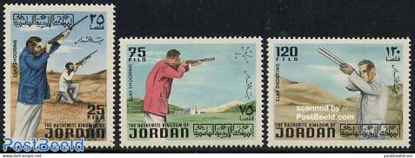 Jordan 1972 Pigeon Shooting 3v, Mint NH, Sport - Shooting Sports - Sport (other And Mixed) - Shooting (Weapons)