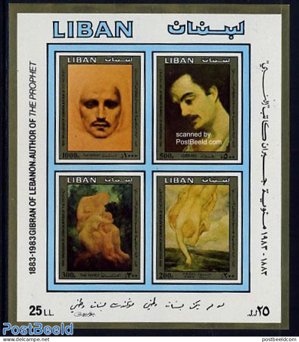 Lebanon 1983 G. Kahlil S/s, Mint NH, Art - Nude Paintings - Paintings - Libano