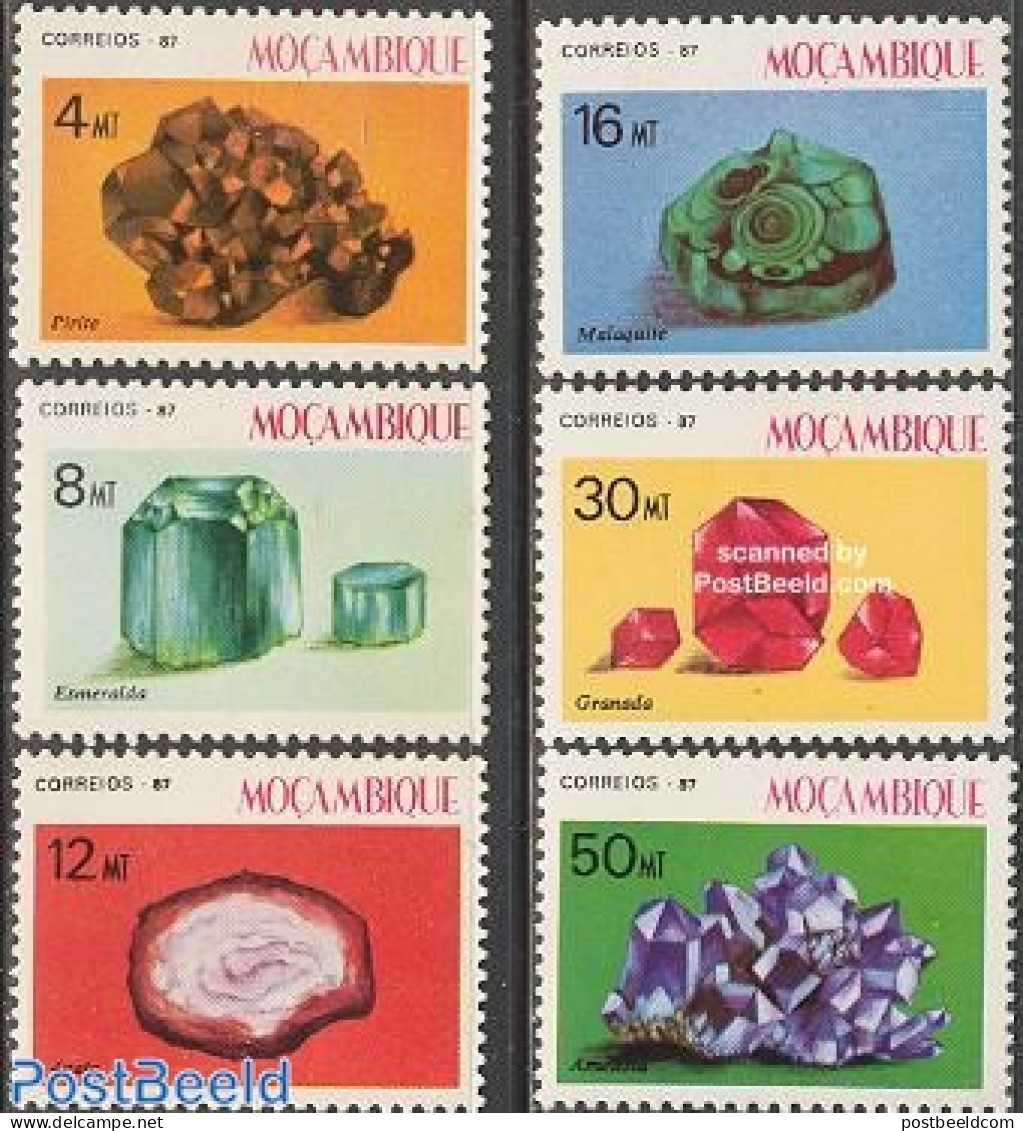 Mozambique 1987 Minerals 6v, Mint NH, History - Geology - Mozambique