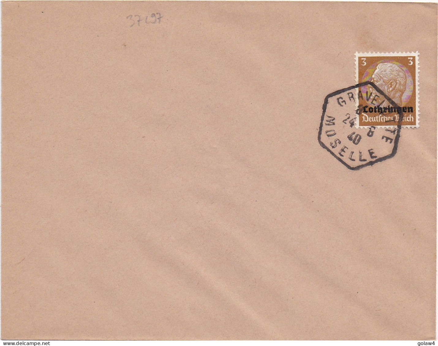 37197# HINDENBURG LOTHRINGEN LETTRE Obl GRAVELOTTE MOSELLE 24 Aout 1940 - Storia Postale