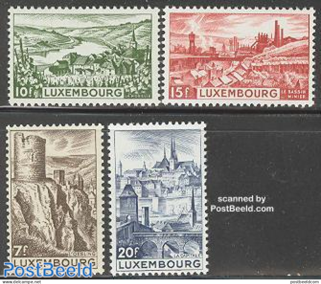 Luxemburg 1948 Landscapes 4v, Unused (hinged), Science - Mining - Art - Castles & Fortifications - Neufs