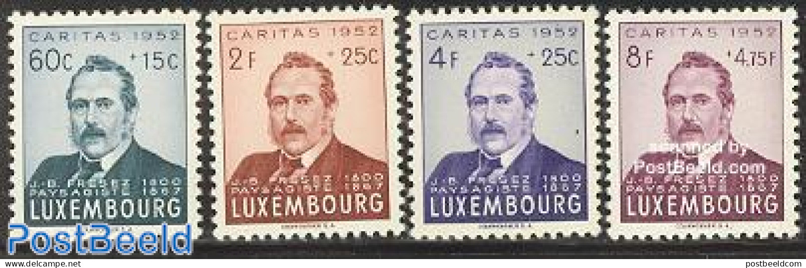 Luxemburg 1952 Caritas, J.B. Fresez 4v, Unused (hinged), Art - Self Portraits - Unused Stamps
