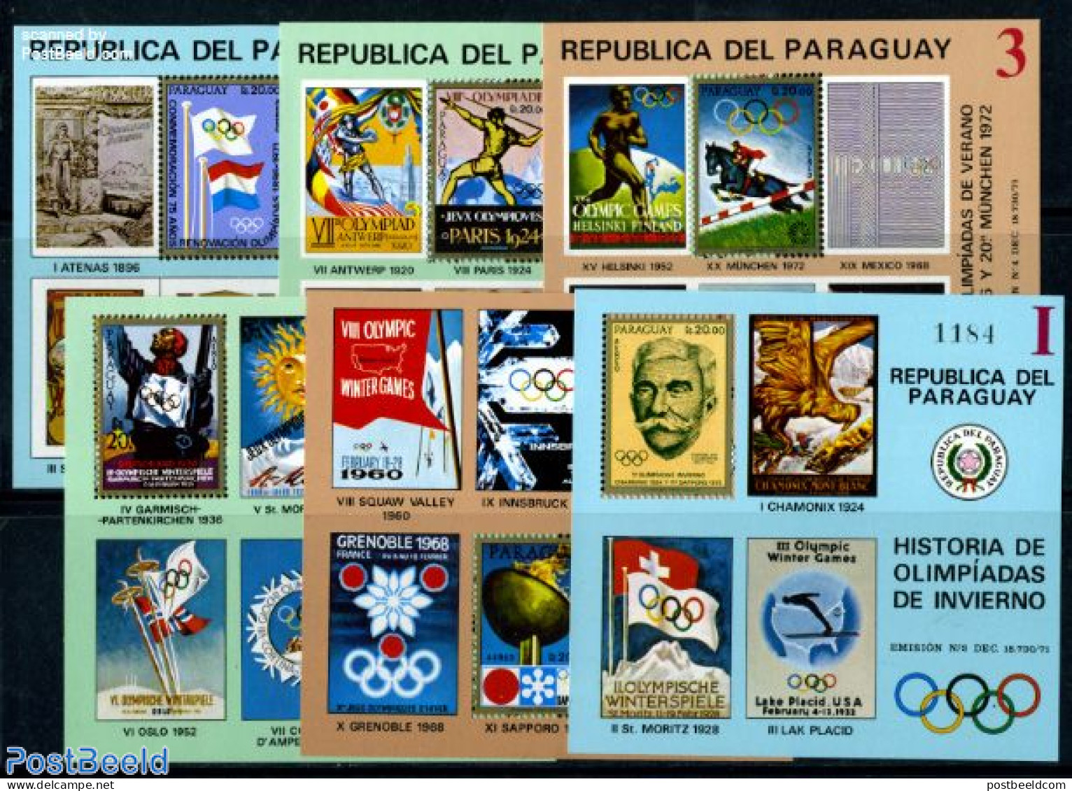 Paraguay 1972 Olympic History 6 S/s, Mint NH, Sport - Olympic Games - Paraguay