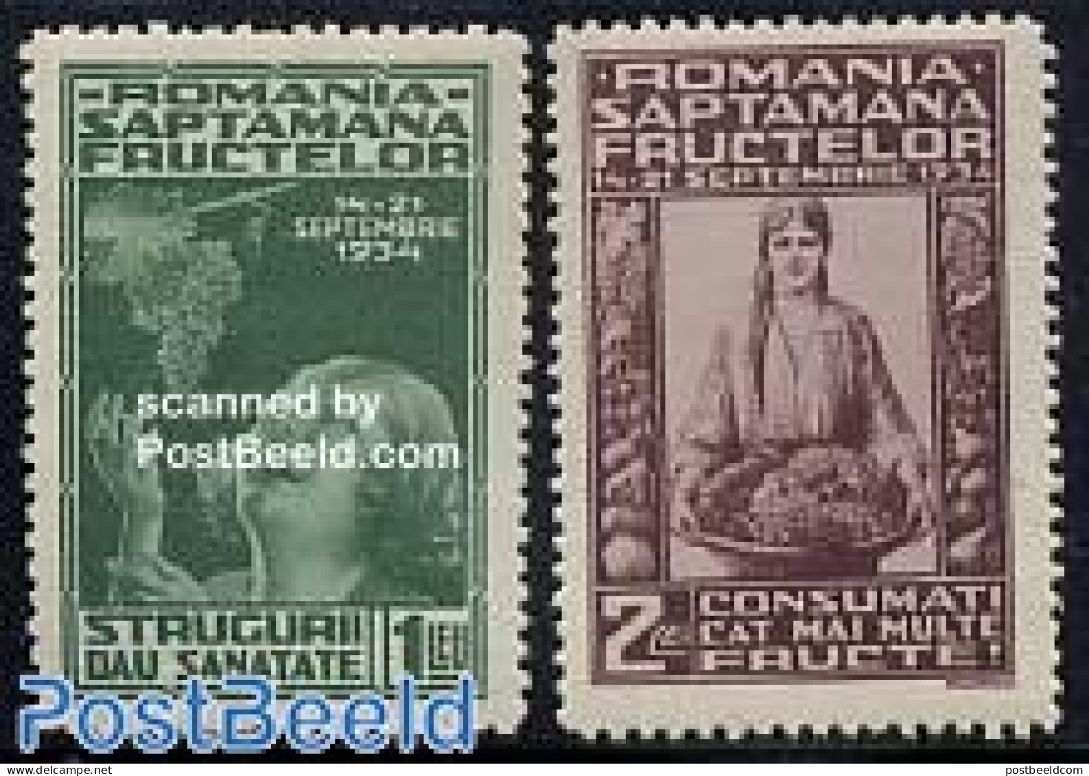 Romania 1934 Fruit Expo 2v, Mint NH, Nature - Fruit - Wine & Winery - Unused Stamps