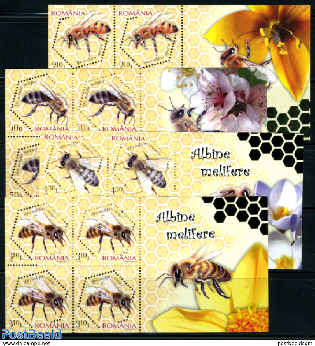 Romania 2010 Bees 4 S/s, Mint NH, Nature - Animals (others & Mixed) - Bees - Insects - Unused Stamps