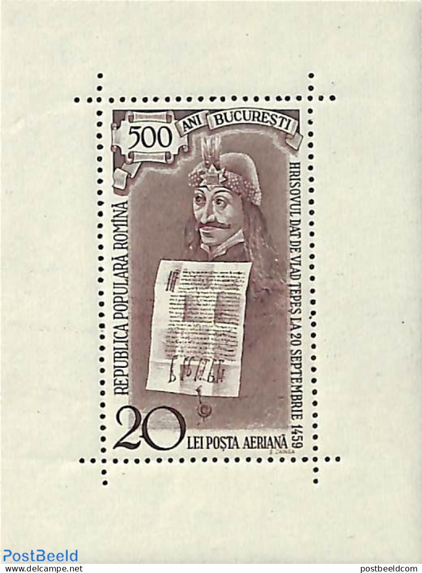 Romania 1959 500 Years Bucarest S/s, Mint NH, History - History - Art - Handwriting And Autographs - Neufs