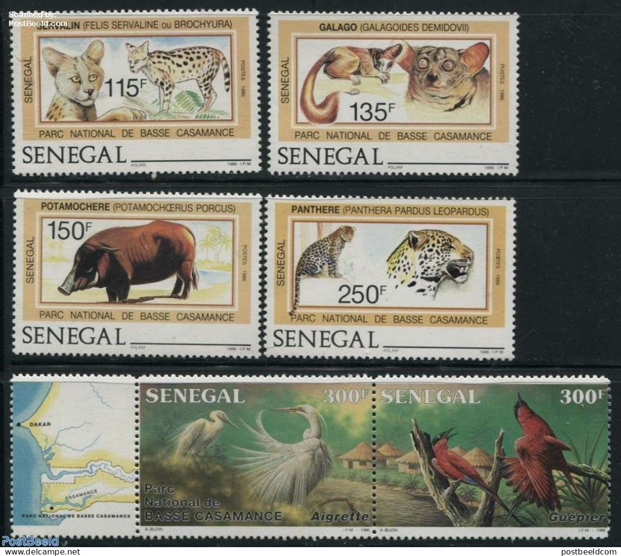 Senegal 1987 Low Casamance Park 6v (4v+[:]), Mint NH, Nature - Animals (others & Mixed) - Birds - Cat Family - Nationa.. - Nature