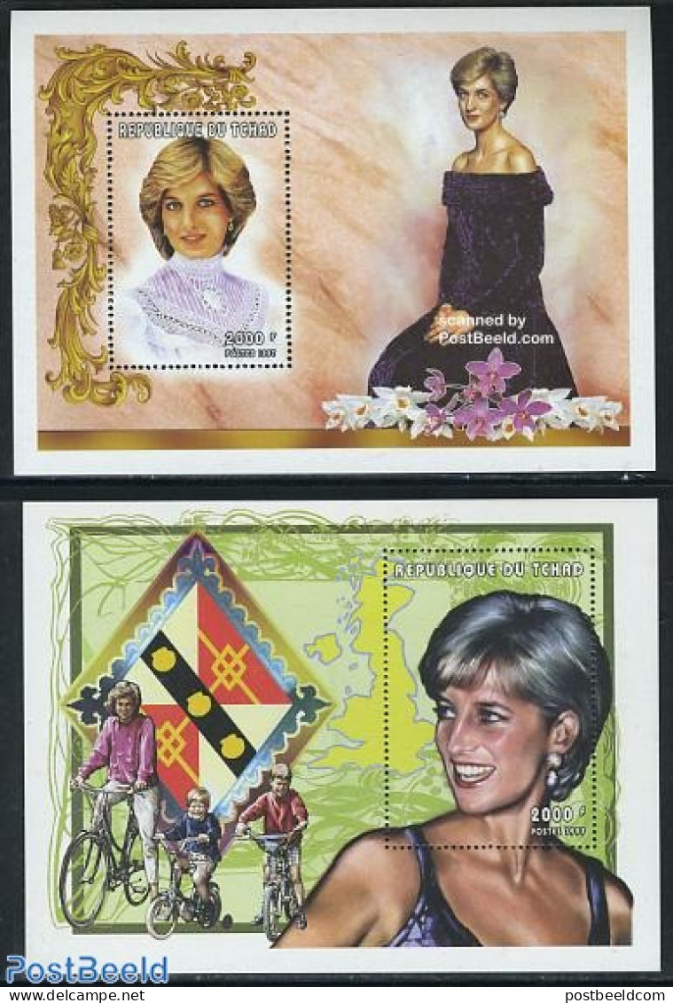 Chad 1997 Death Of Diana 2 S/s, Mint NH, History - Sport - Various - Charles & Diana - Kings & Queens (Royalty) - Cycl.. - Andere & Zonder Classificatie