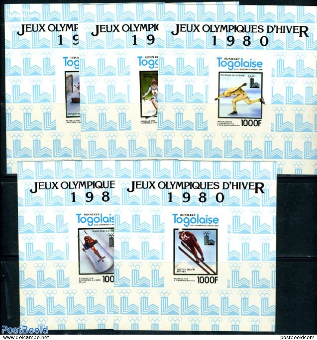 Togo 1980 Olympic Winter Games 5 Epreuves De Luxe, Mint NH - Togo (1960-...)