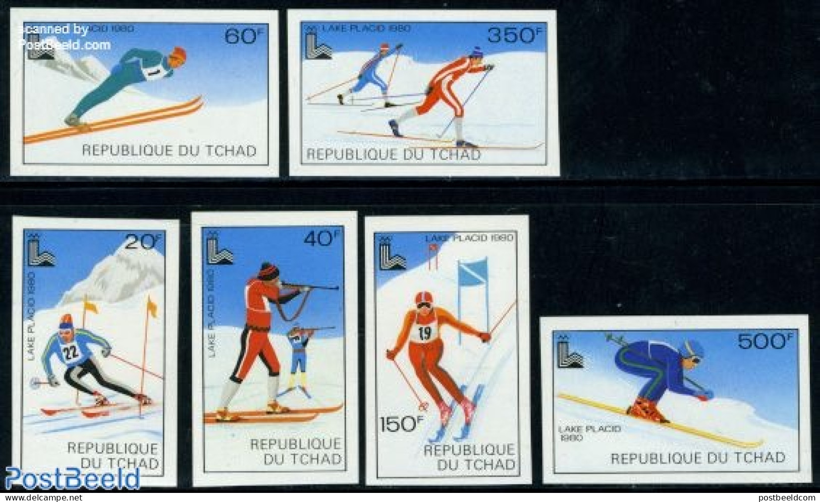 Chad 1979 Winter Olympic Games 6v Imperforated, Mint NH, Sport - Olympic Winter Games - Skiing - Other & Unclassified