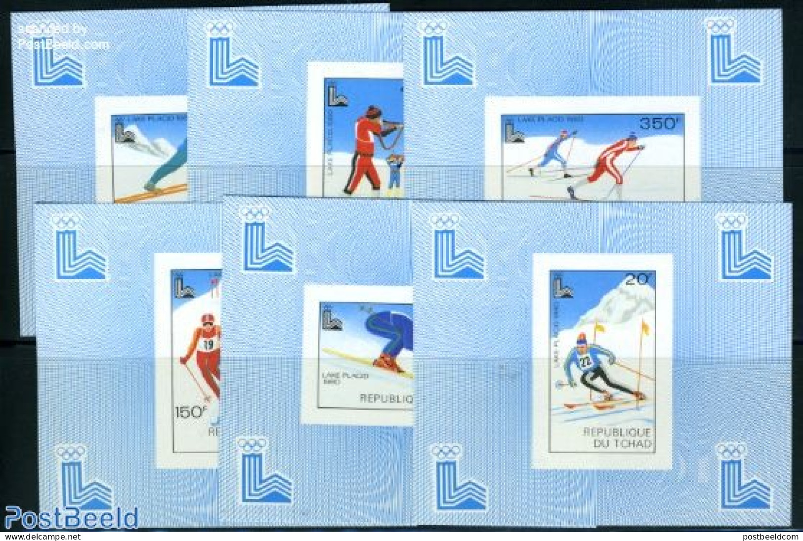 Chad 1979 Winter Olympic Games 6 S?s Imperforated, Mint NH, Sport - Olympic Winter Games - Skiing - Otros & Sin Clasificación