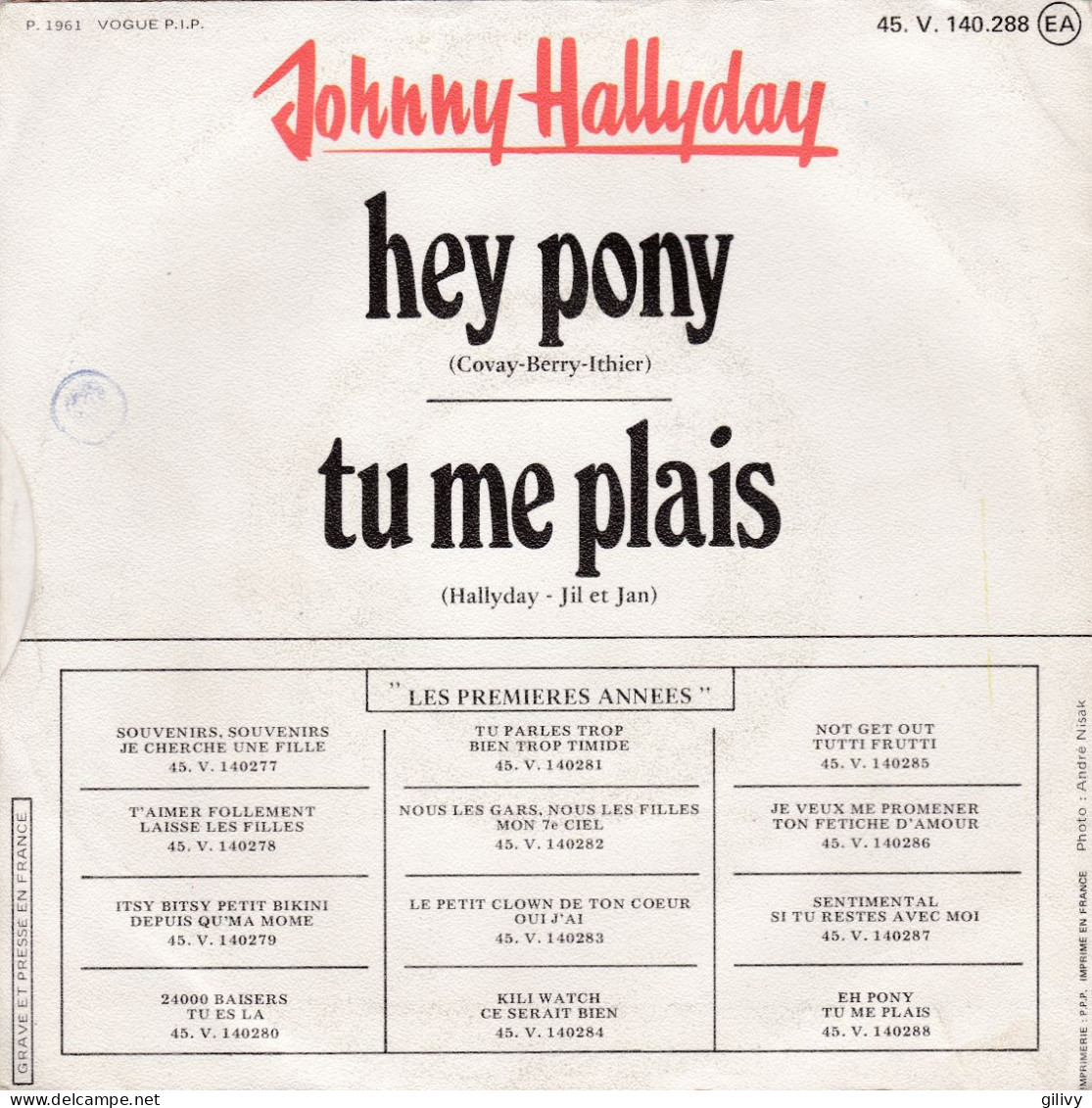 JOHNNY HALLYDAY : " Hey Pony " - Rock